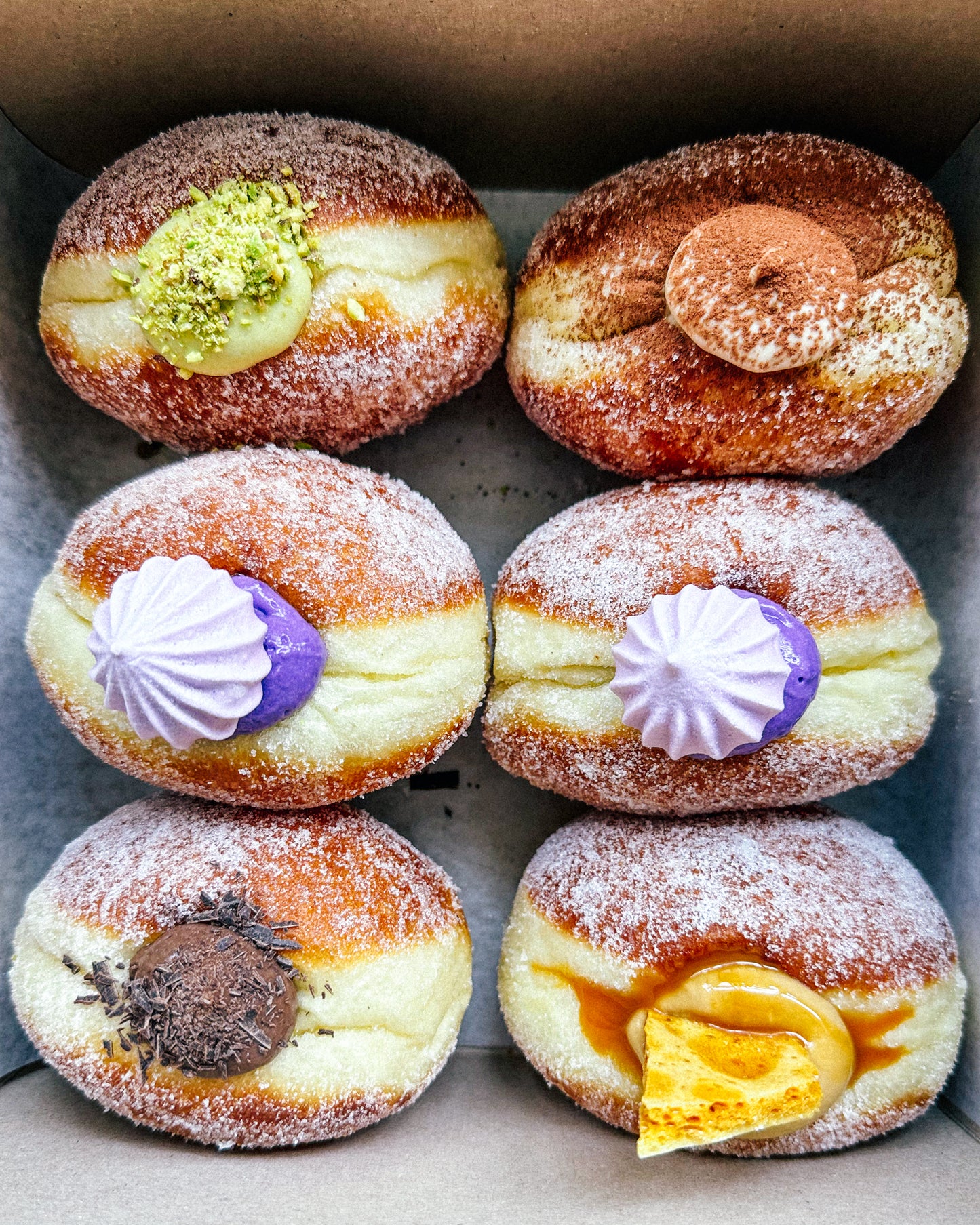 6 Pack- "ASSORTED FILLED DONUTS" (Our Pick upon flavour Availability - No Plain & Maritozzi Donut)